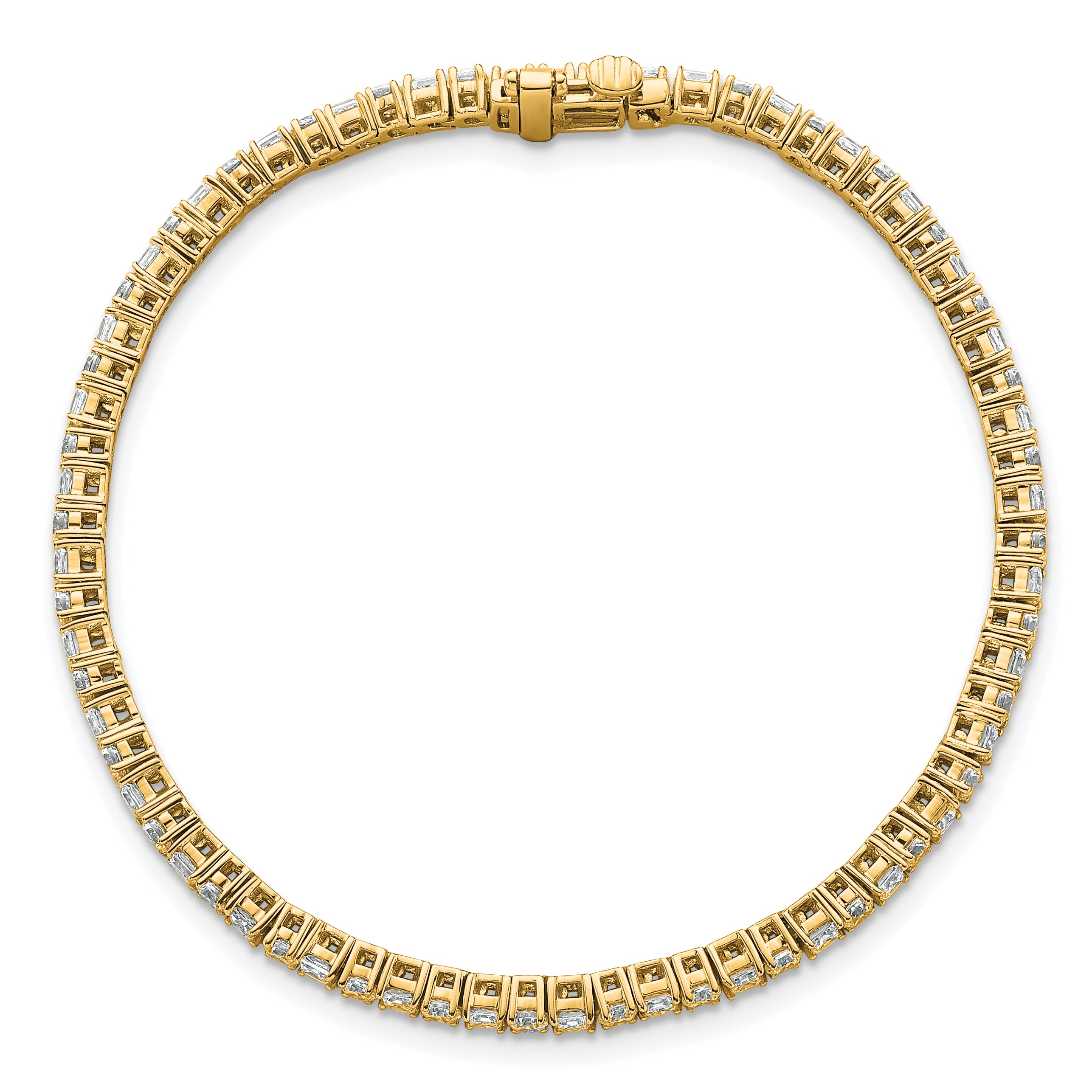 14K Yellow Gold Vs/Si+ G+ Lab Grown Princess And Round Diamond Tennis Bracelet