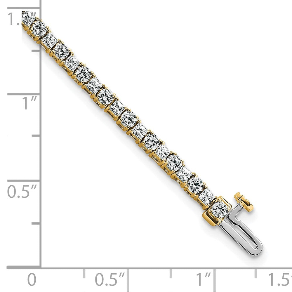 14K Yellow Gold Vs/Si Fgh Cert. Lab Grown Princess And Round Diamond Tennis Bracelet