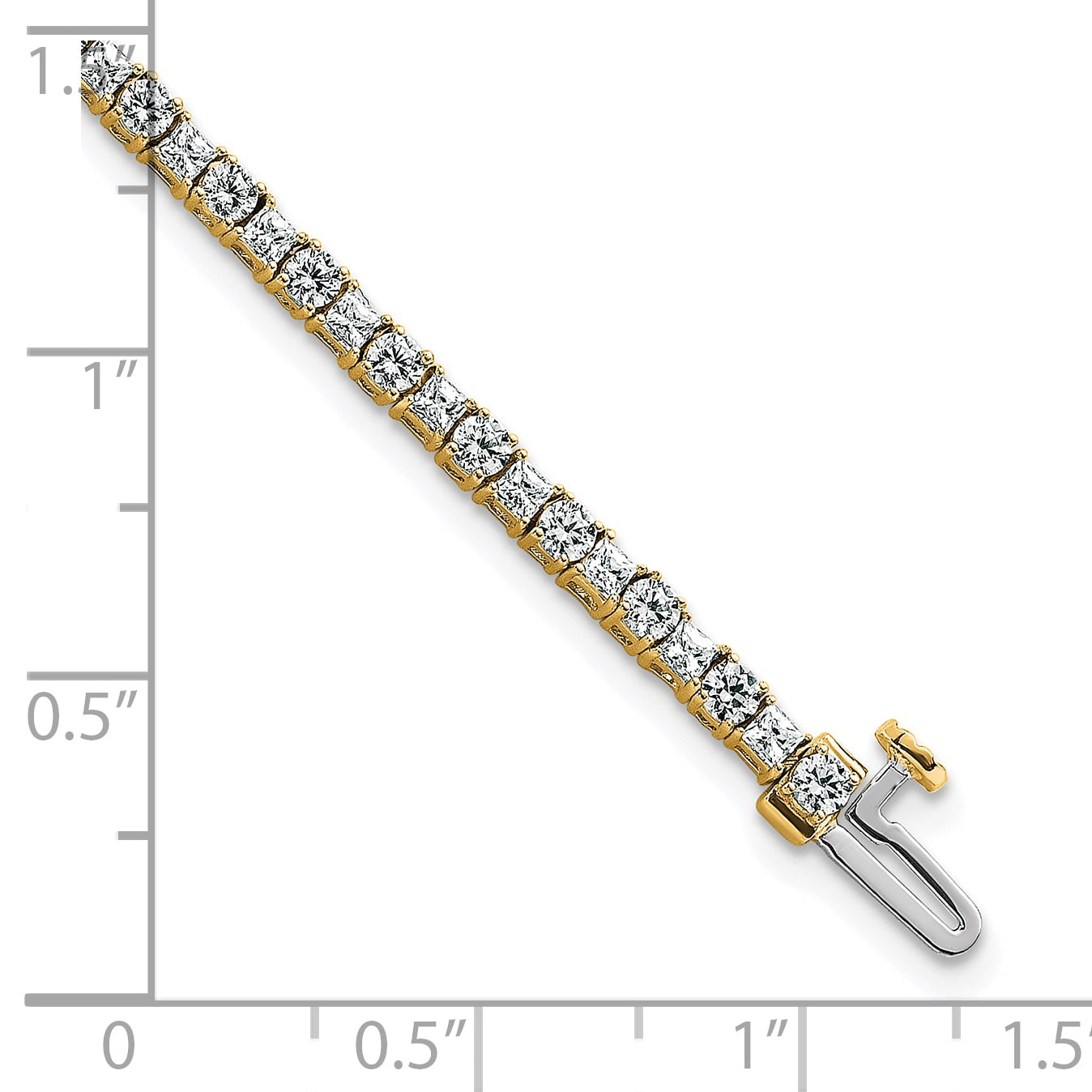 14K Yellow Gold Vs/Si+ G+ Lab Grown Princess And Round Diamond Tennis Bracelet