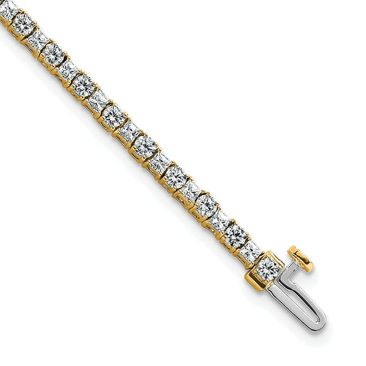14K Yellow Gold Vs+ F+ Lab Grown Princess And Round Diamond Tennis Bracelet