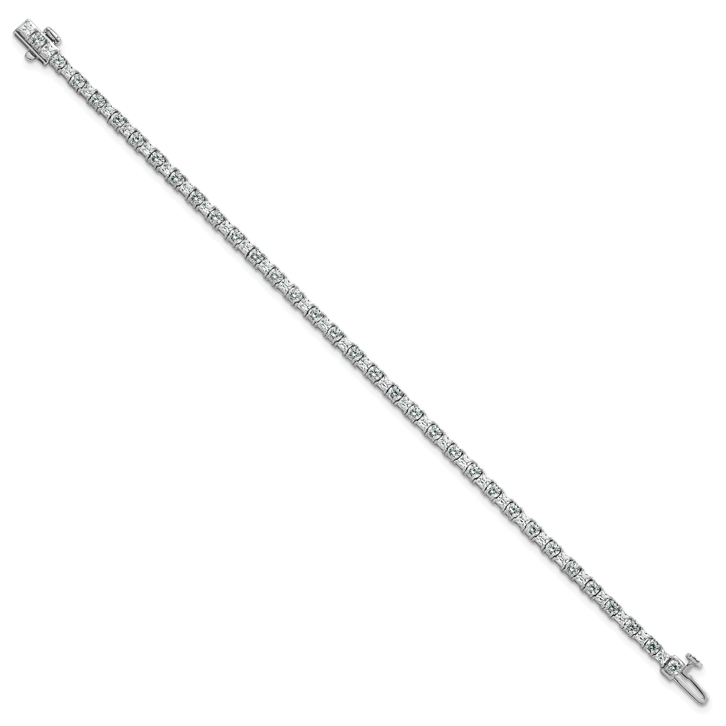 14K White Gold Wg Vs/Si Fgh Cert. Lab Grown Princess And Round Diamond Tennis Bracelet