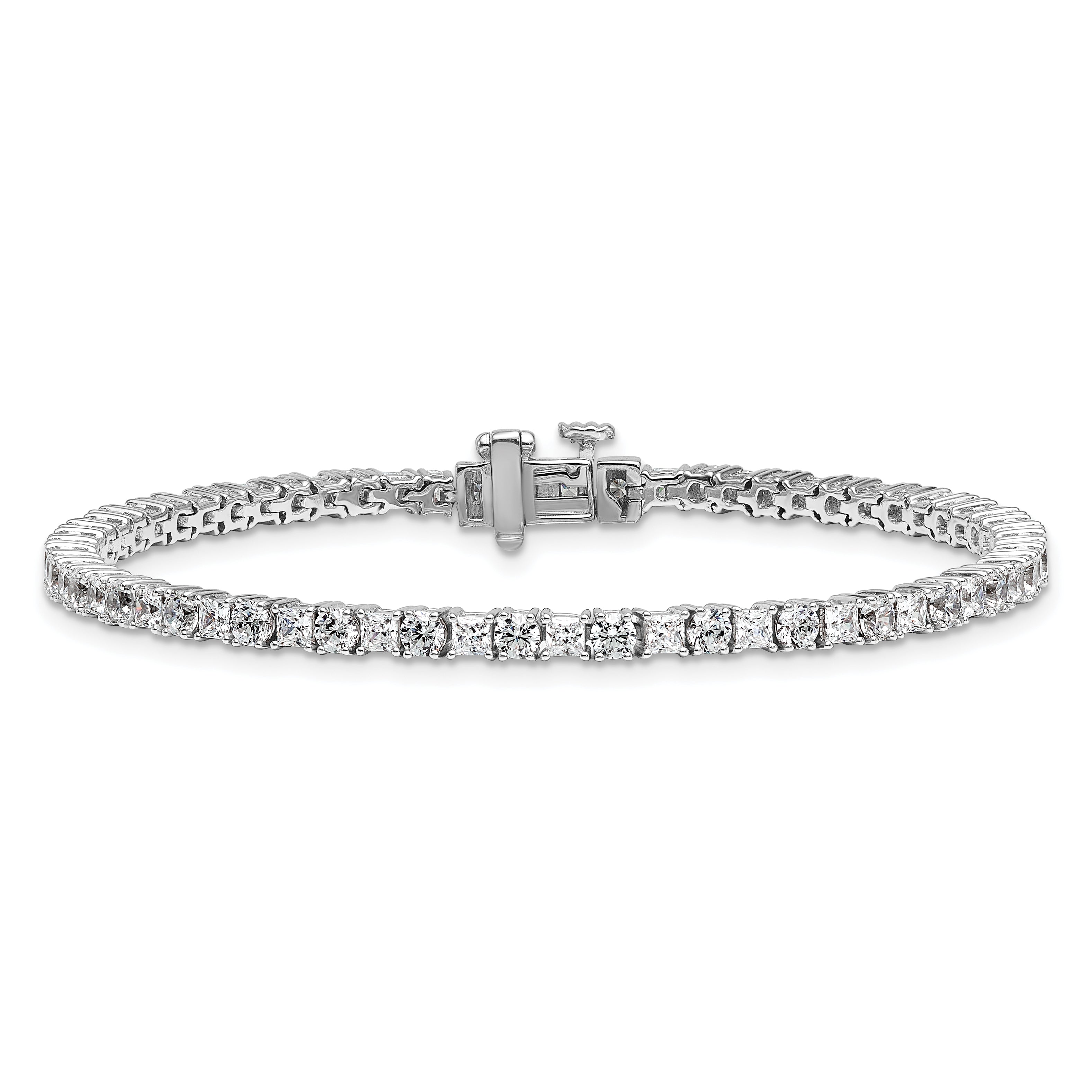 14K White Gold Wg Vs/Si Fgh Cert. Lab Grown Princess And Round Diamond Tennis Bracelet
