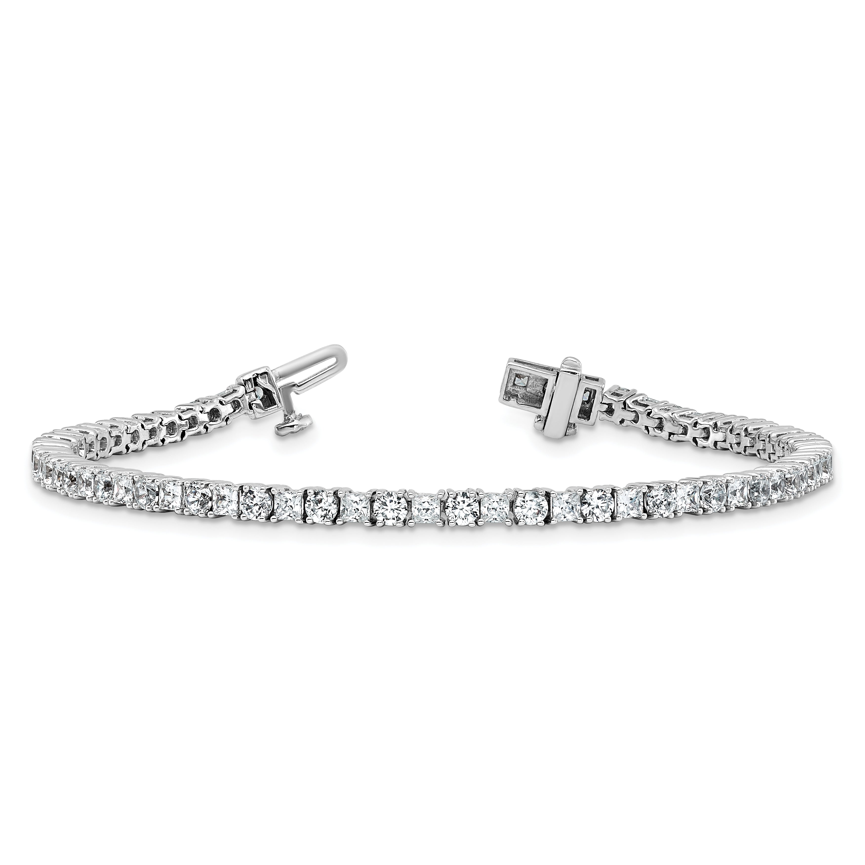 14K White Gold Wg Vs/Si Fgh Cert. Lab Grown Princess And Round Diamond Tennis Bracelet