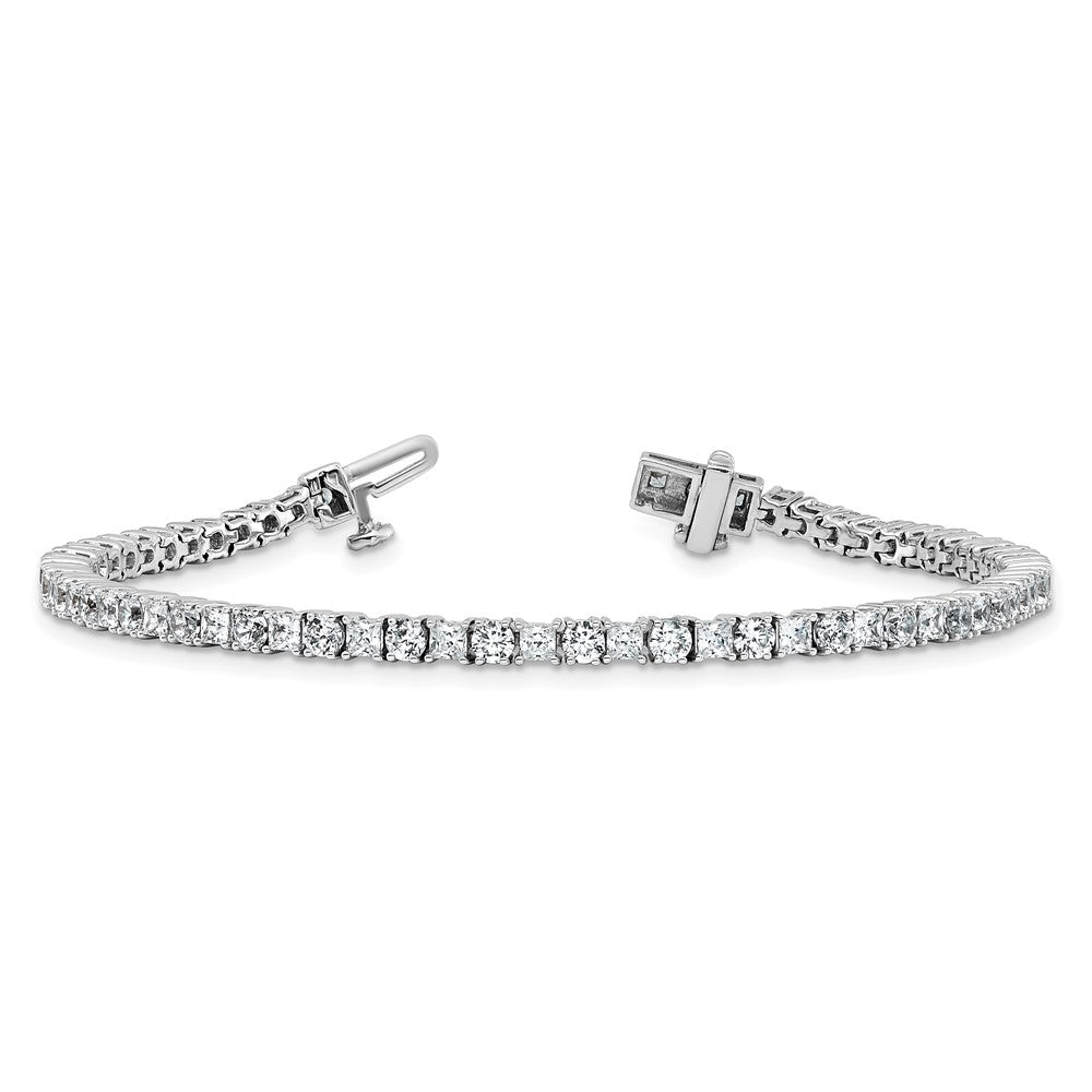 14K White Gold 5 Carat Lab Grown Diamond Vs+ F+ Complete Princess And Round Tennis Bracelet
