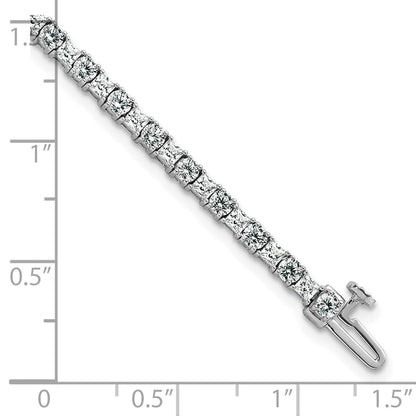 14K White Gold Wg Vs/Si Fgh Cert. Lab Grown Princess And Round Diamond Tennis Bracelet