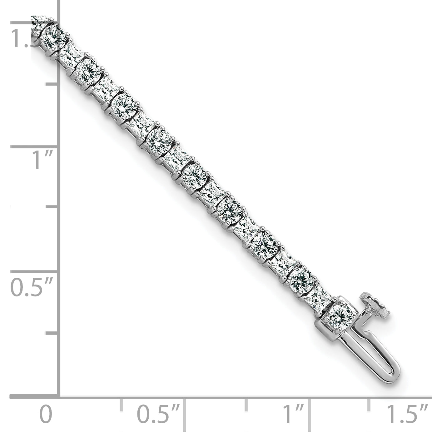 14K White Gold Wg Vs/Si Fgh Cert. Lab Grown Princess And Round Diamond Tennis Bracelet