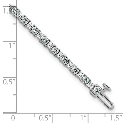 14K White Gold Wg Vs/Si Fgh Cert. Lab Grown Princess And Round Diamond Tennis Bracelet