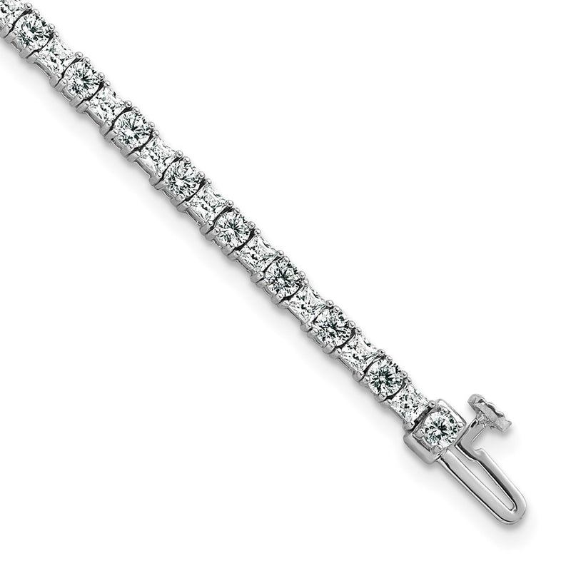 14K White Gold Wg Vs/Si Fgh Cert. Lab Grown Princess And Round Diamond Tennis Bracelet