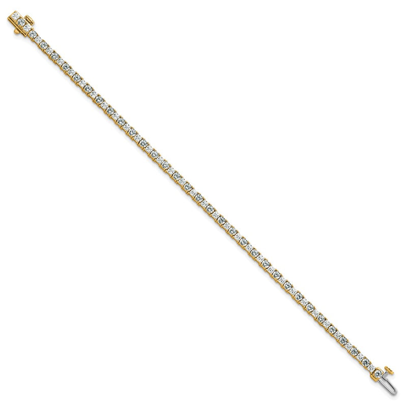 14K Yellow Gold Vs/Si Fgh Cert. Lab Grown Princess And Round Diamond Tennis Bracelet