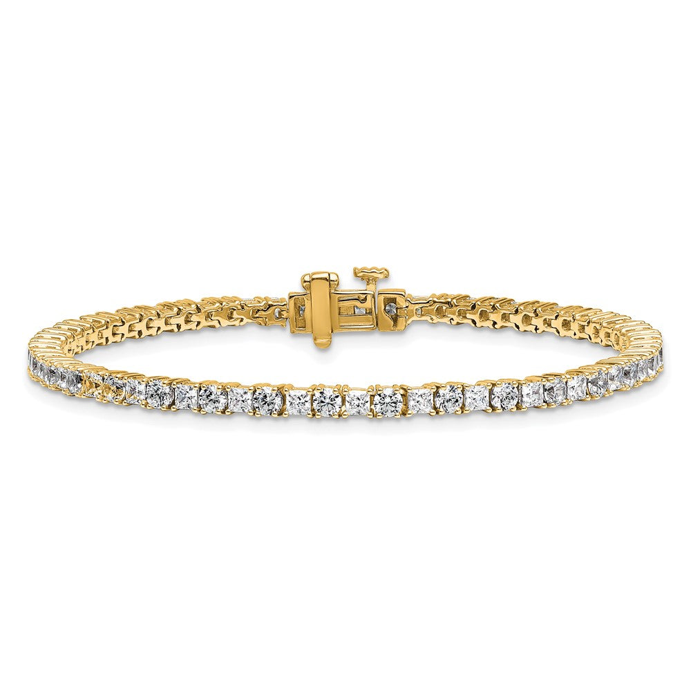 14K Yellow Gold Vs Def Cert. Lab Grown Princess And Round Diamond Tennis Bracelet