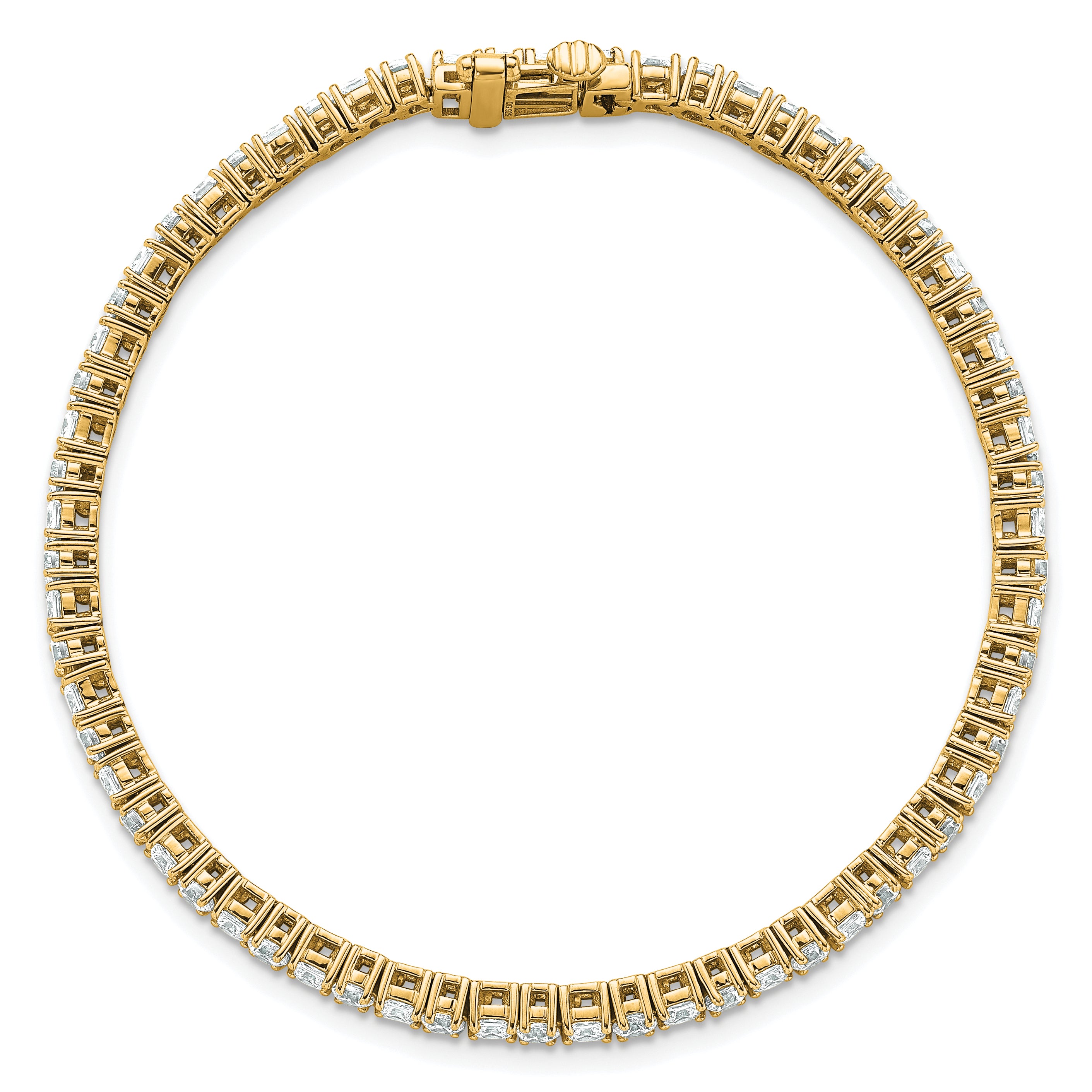 14K Yellow Gold 5 Carat Lab Grown Diamond Vs+ F+ Complete Princess And Round Tennis Bracelet