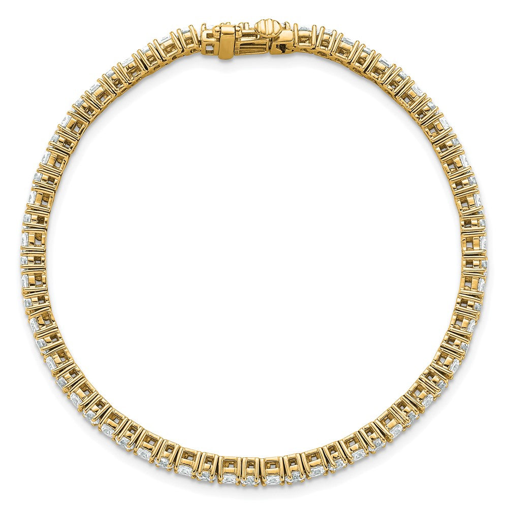 14K Yellow Gold Vs/Si Fgh Cert. Lab Grown Princess And Round Diamond Tennis Bracelet
