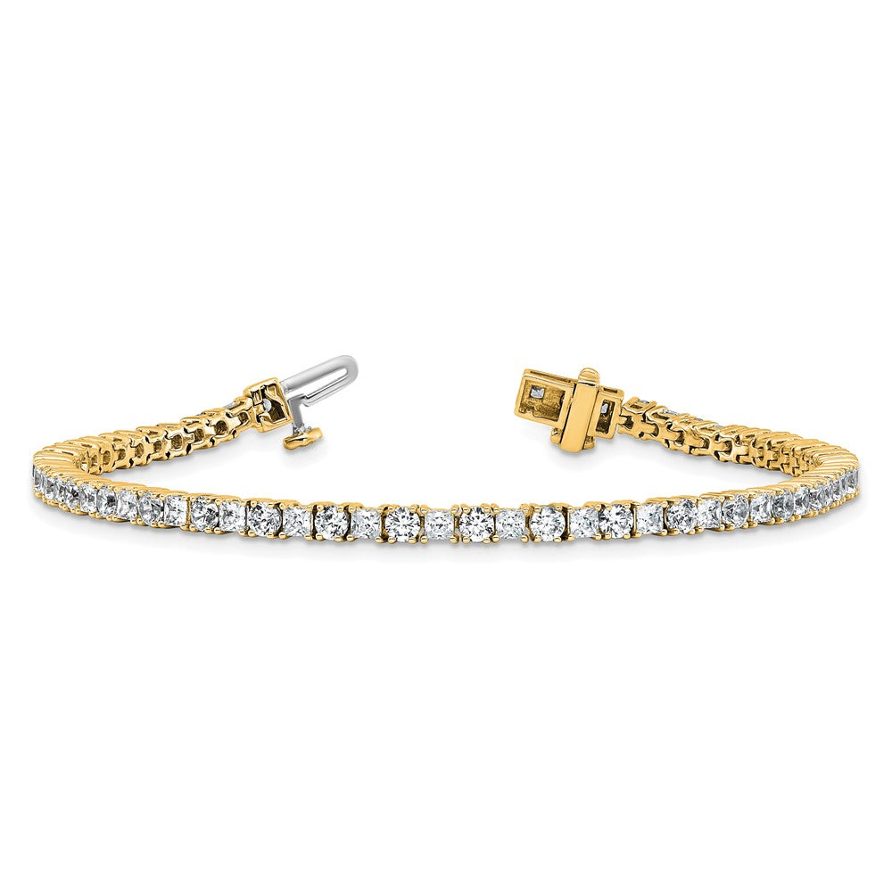14K Yellow Gold Vs Def Cert. Lab Grown Princess And Round Diamond Tennis Bracelet