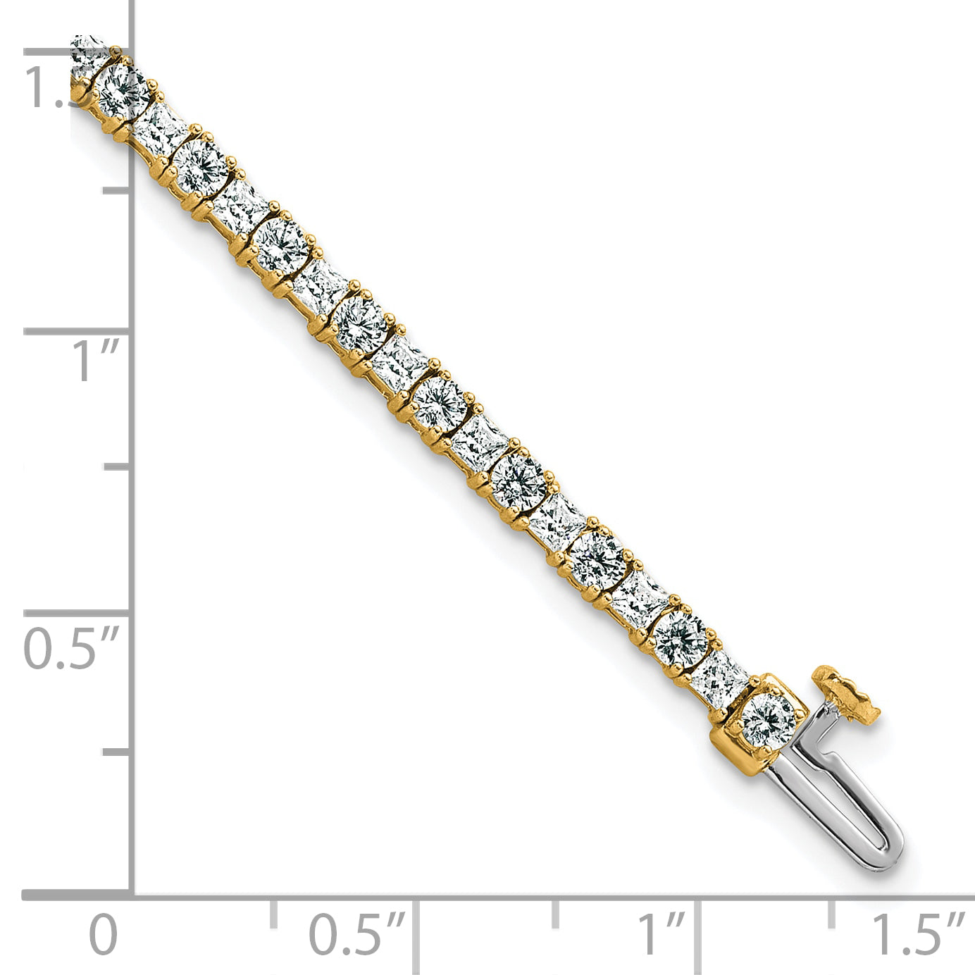 14K Yellow Gold 5 Carat Lab Grown Diamond Vs+ F+ Complete Princess And Round Tennis Bracelet