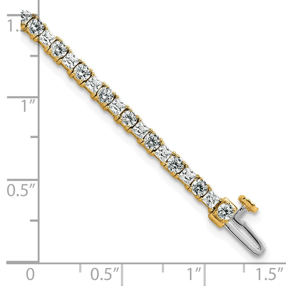14K Yellow Gold Vs/Si Fgh Cert. Lab Grown Princess And Round Diamond Tennis Bracelet