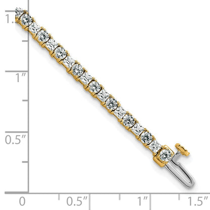 14K Yellow Gold Vs/Si Fgh Cert. Lab Grown Princess And Round Diamond Tennis Bracelet