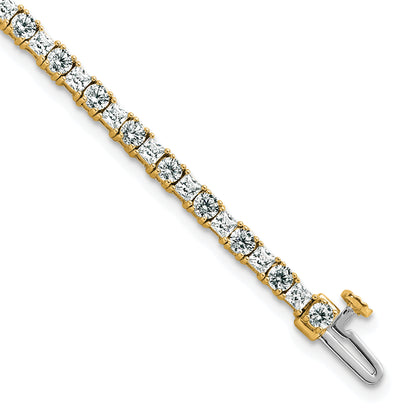 14K Yellow Gold 5 Carat Lab Grown Diamond Vs+ F+ Complete Princess And Round Tennis Bracelet