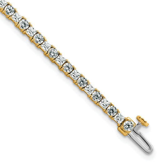 14K Yellow Gold 5 Carat Lab Grown Diamond Vs+ F+ Complete Princess And Round Tennis Bracelet