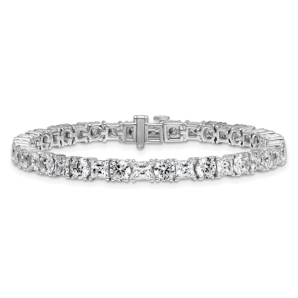 14K White Gold Wg Vs/Si Fgh Cert. Lab Grown Princess And Round Diamond Tennis Bracelet