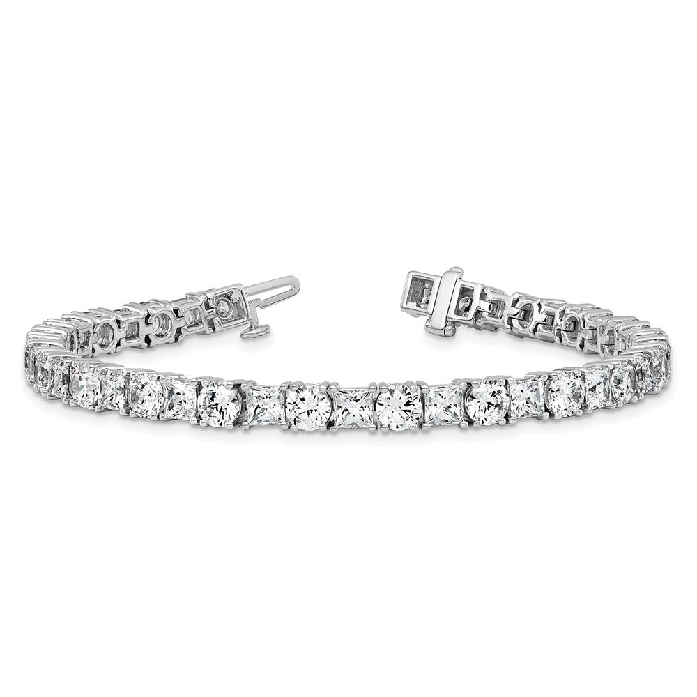 14K White Gold Wg Vs/Si Fgh Cert. Lab Grown Princess And Round Diamond Tennis Bracelet
