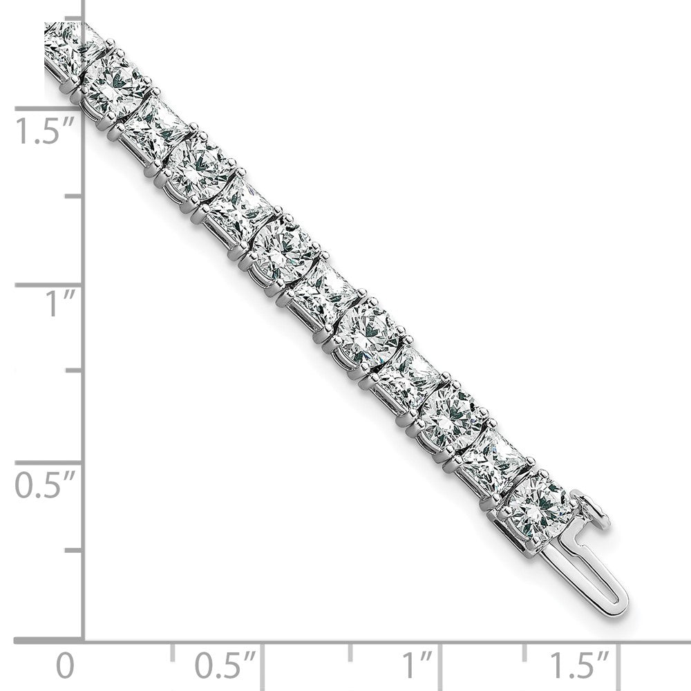 14K White Gold Wg Vs+ F+ Lab Grown Princess And Round Diamond Tennis Bracelet