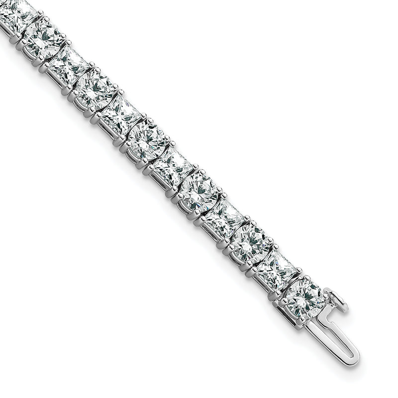 14K White Gold Wg Vs/Si+ G+ Lab Grown Princess And Round Diamond Tennis Bracelet