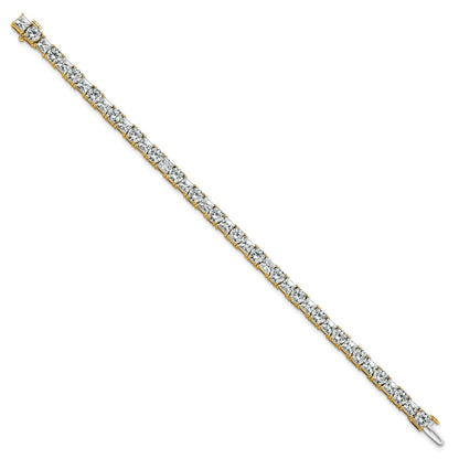 14K Yellow Gold Vs/Si Fgh Cert. Lab Grown Princess And Round Diamond Tennis Bracelet