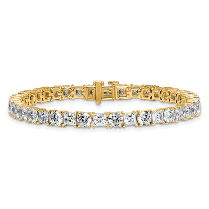 14K Yellow Gold Vs/Si Fgh Cert. Lab Grown Princess And Round Diamond Tennis Bracelet