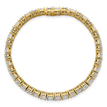 14K Yellow Gold Vs+ F+ Lab Grown Princess And Round Diamond Tennis Bracelet