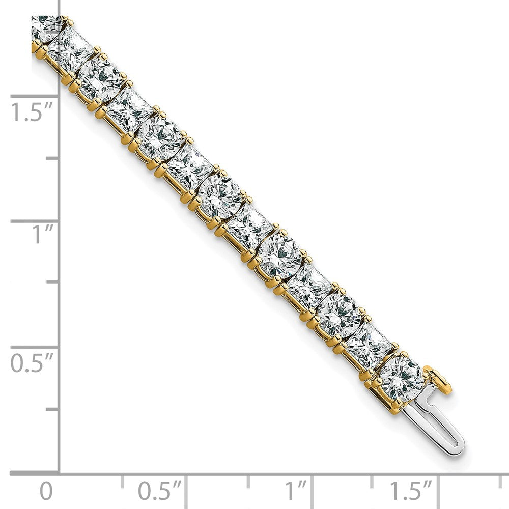14K Yellow Gold Vs+ F+ Lab Grown Princess And Round Diamond Tennis Bracelet