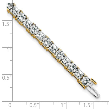 14K Yellow Gold Vs+ F+ Lab Grown Princess And Round Diamond Tennis Bracelet