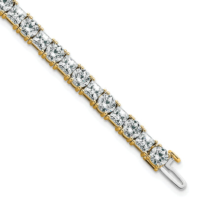 14K Yellow Gold Vs/Si Fgh Cert. Lab Grown Princess And Round Diamond Tennis Bracelet