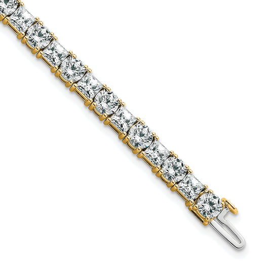 14K Yellow Gold Vs/Si Fgh Cert. Lab Grown Princess And Round Diamond Tennis Bracelet