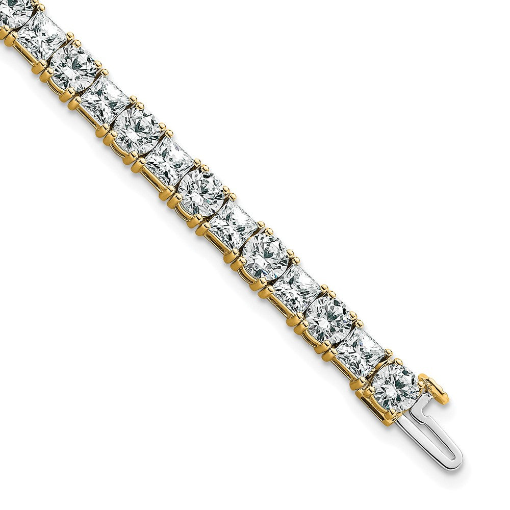14K Yellow Gold Vs/Si Fgh Cert. Lab Grown Princess And Round Diamond Tennis Bracelet
