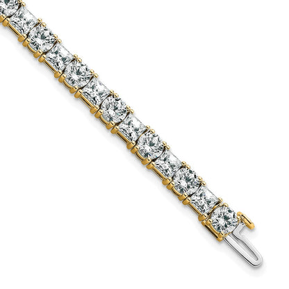 14K Yellow Gold Vs/Si Fgh Cert. Lab Grown Princess And Round Diamond Tennis Bracelet