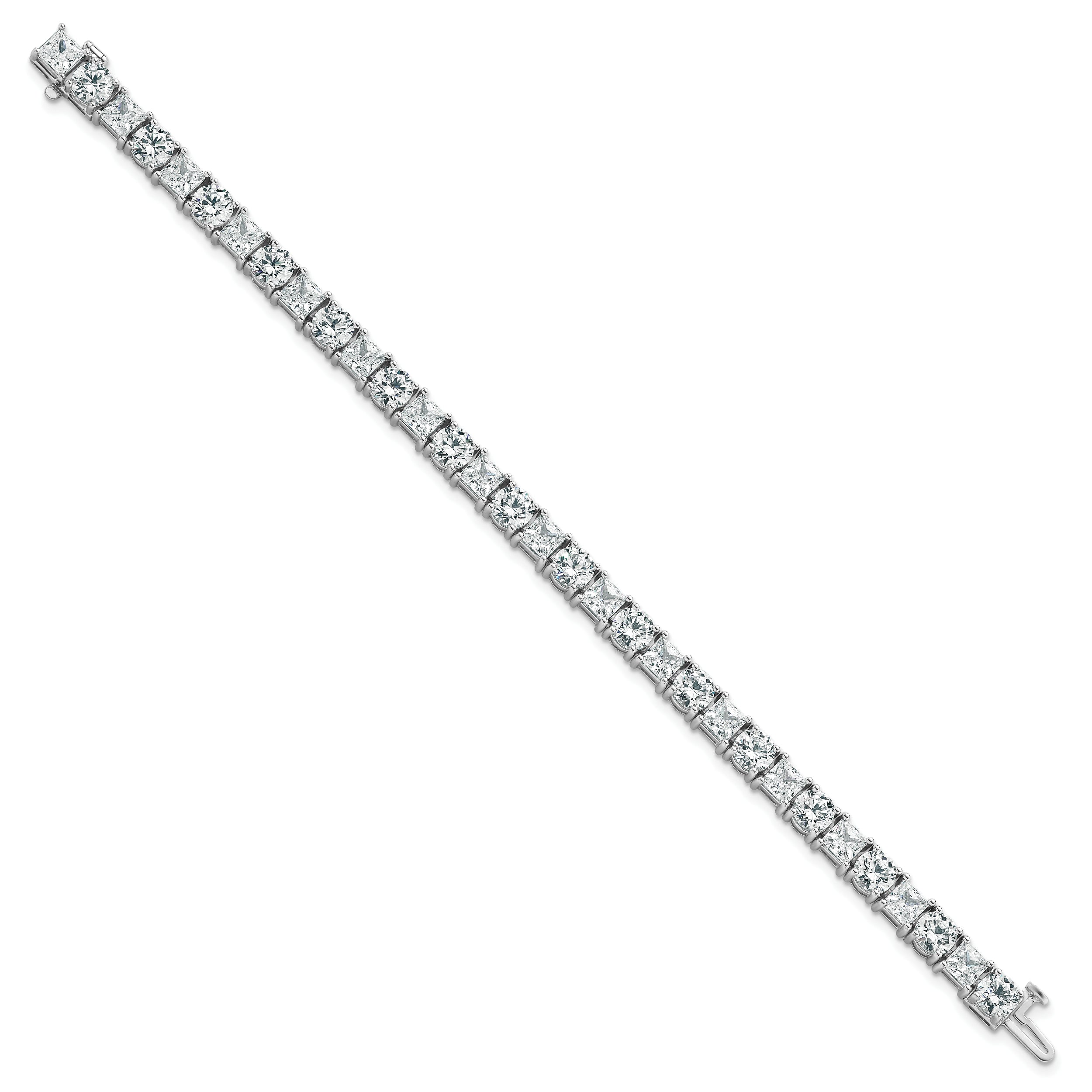 14K White Gold Wg Vs Def Cert. Lab Grown Princess And Round Diamond Tennis Bracelet