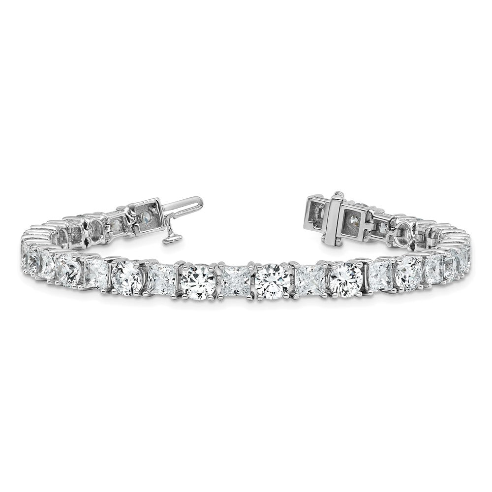 14K White Gold Wg Vs/Si+ G+ Lab Grown Princess And Round Diamond Tennis Bracelet