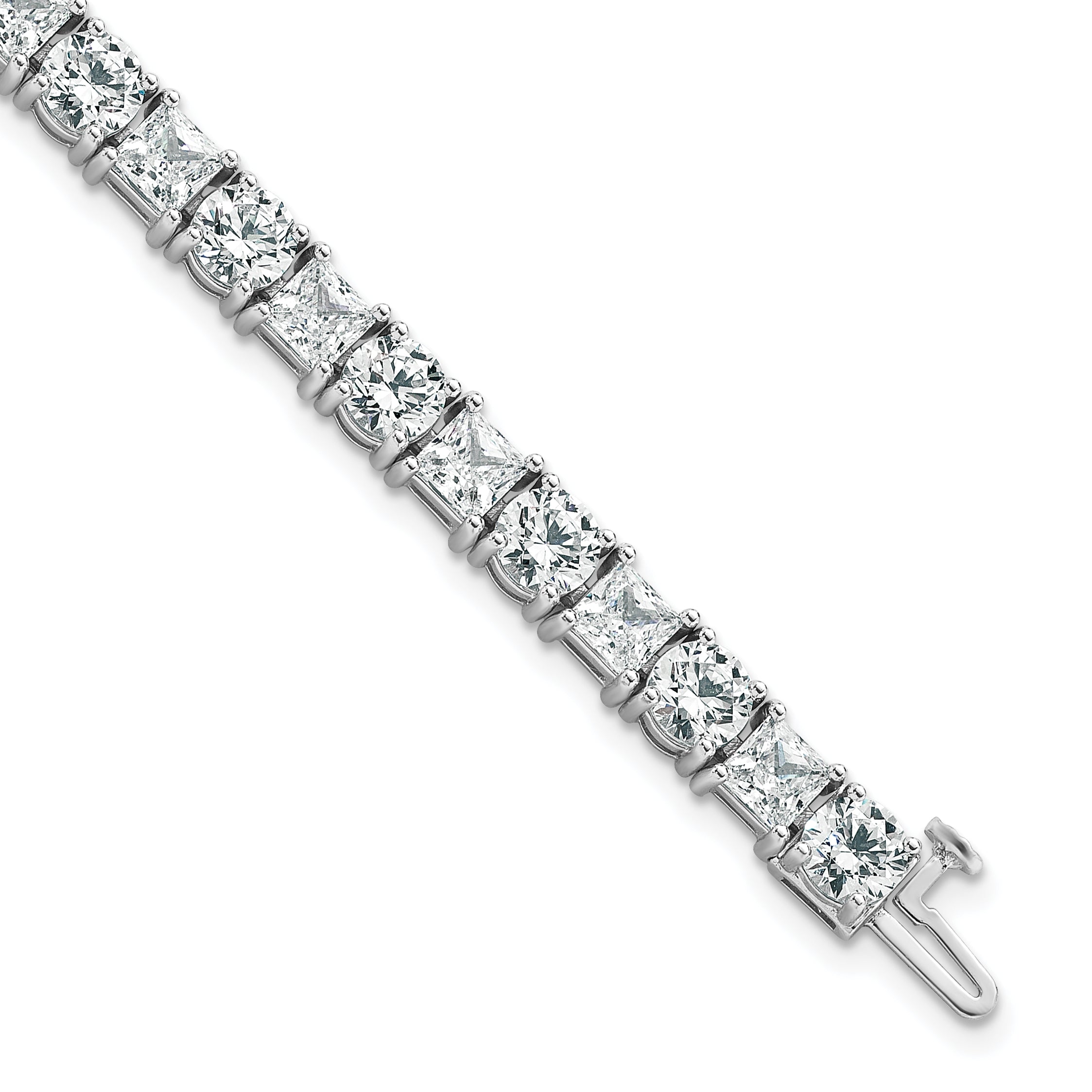 14K White Gold Wg Vs Def Cert. Lab Grown Princess And Round Diamond Tennis Bracelet