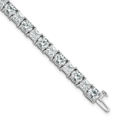 14K White Gold Wg Vs Def Cert. Lab Grown Princess And Round Diamond Tennis Bracelet