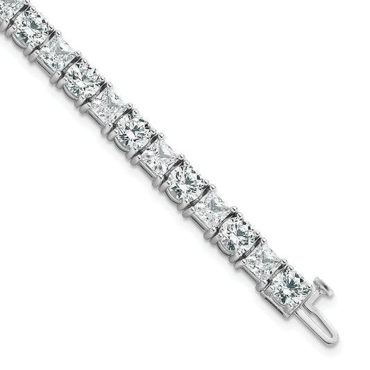 14K White Gold Wg Vs Def Cert. Lab Grown Princess And Round Diamond Tennis Bracelet