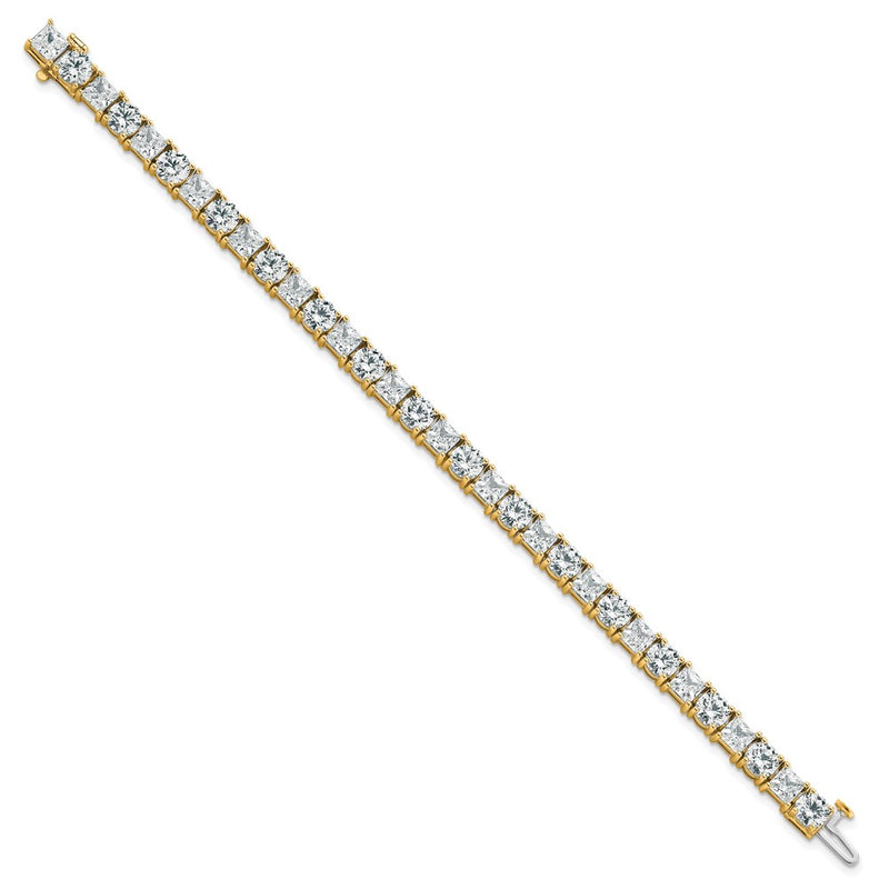 14K Yellow Gold Vs/Si Fgh Cert. Lab Grown Princess And Round Diamond Tennis Bracelet