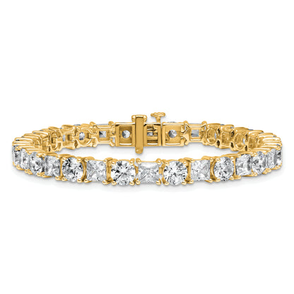 14K Yellow Gold Vs/Si+ G+ Lab Grown Princess And Round Diamond Tennis Bracelet