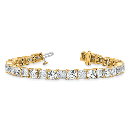 14K Yellow Gold Vs/Si+ G+ Lab Grown Princess And Round Diamond Tennis Bracelet