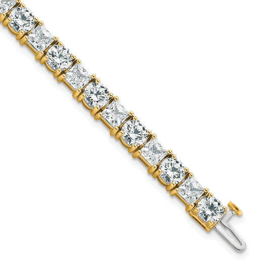 14K Yellow Gold Vs/Si+ G+ Lab Grown Princess And Round Diamond Tennis Bracelet