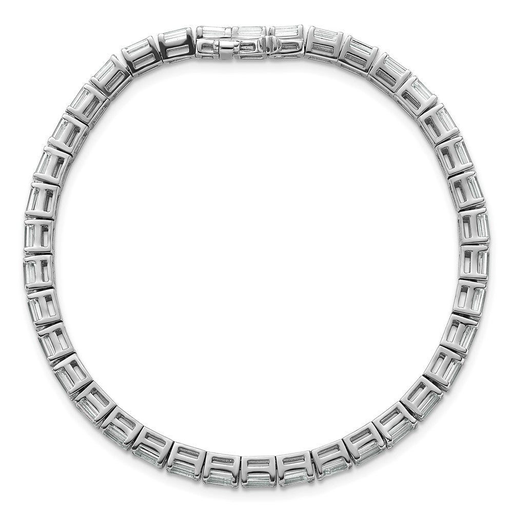 14K White Gold Lab Grown Diamond Vs+ F+ Emerald Tennis Bracelet