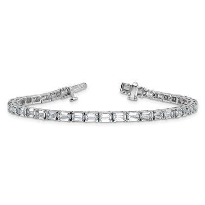 14K White Gold Lab Grown Diamond Vs/Si+ G+ Emerald Tennis Bracelet