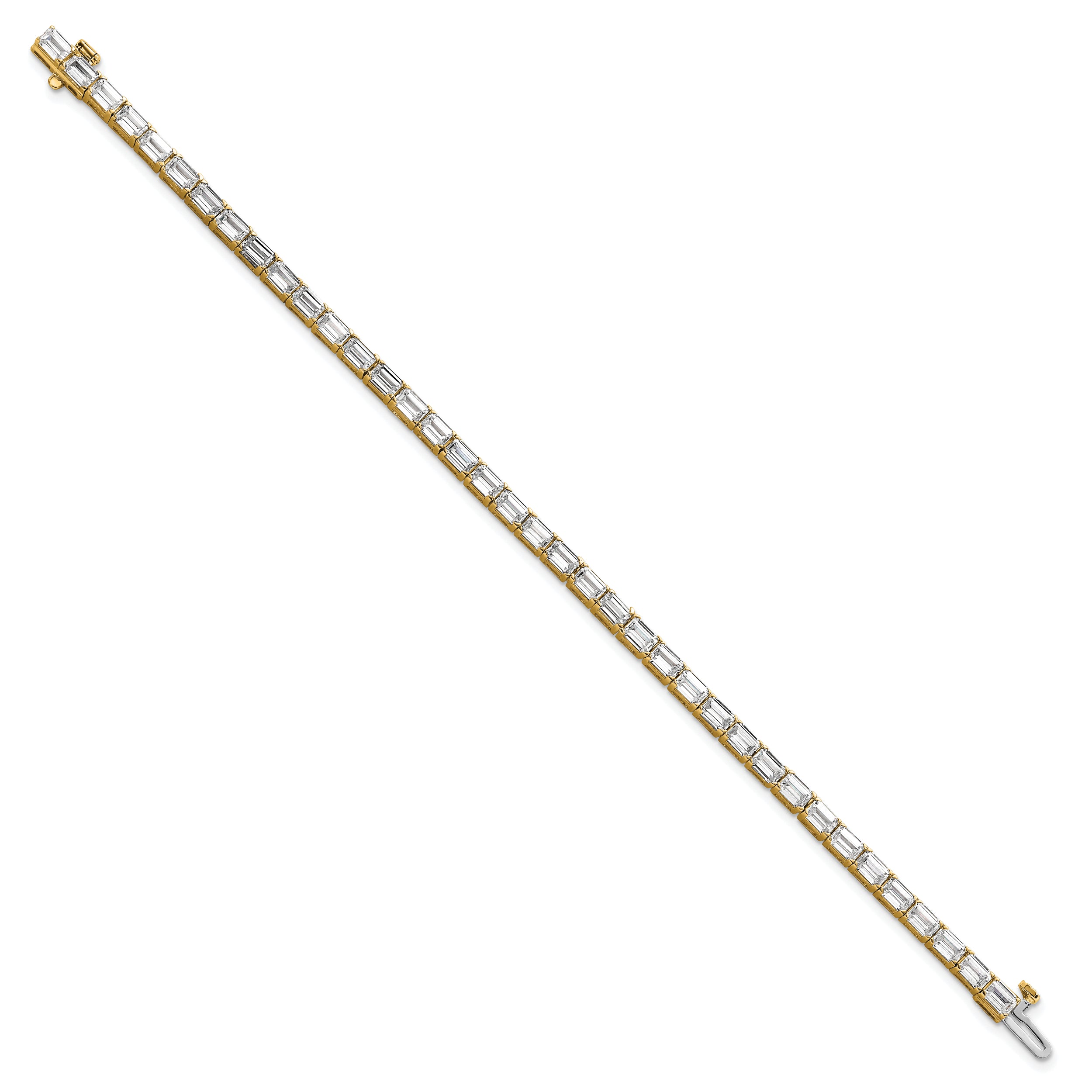 14K Yellow Gold Cert. Lab Grown Diamond Vs/Si Fgh Emerald Tennis Bracelet