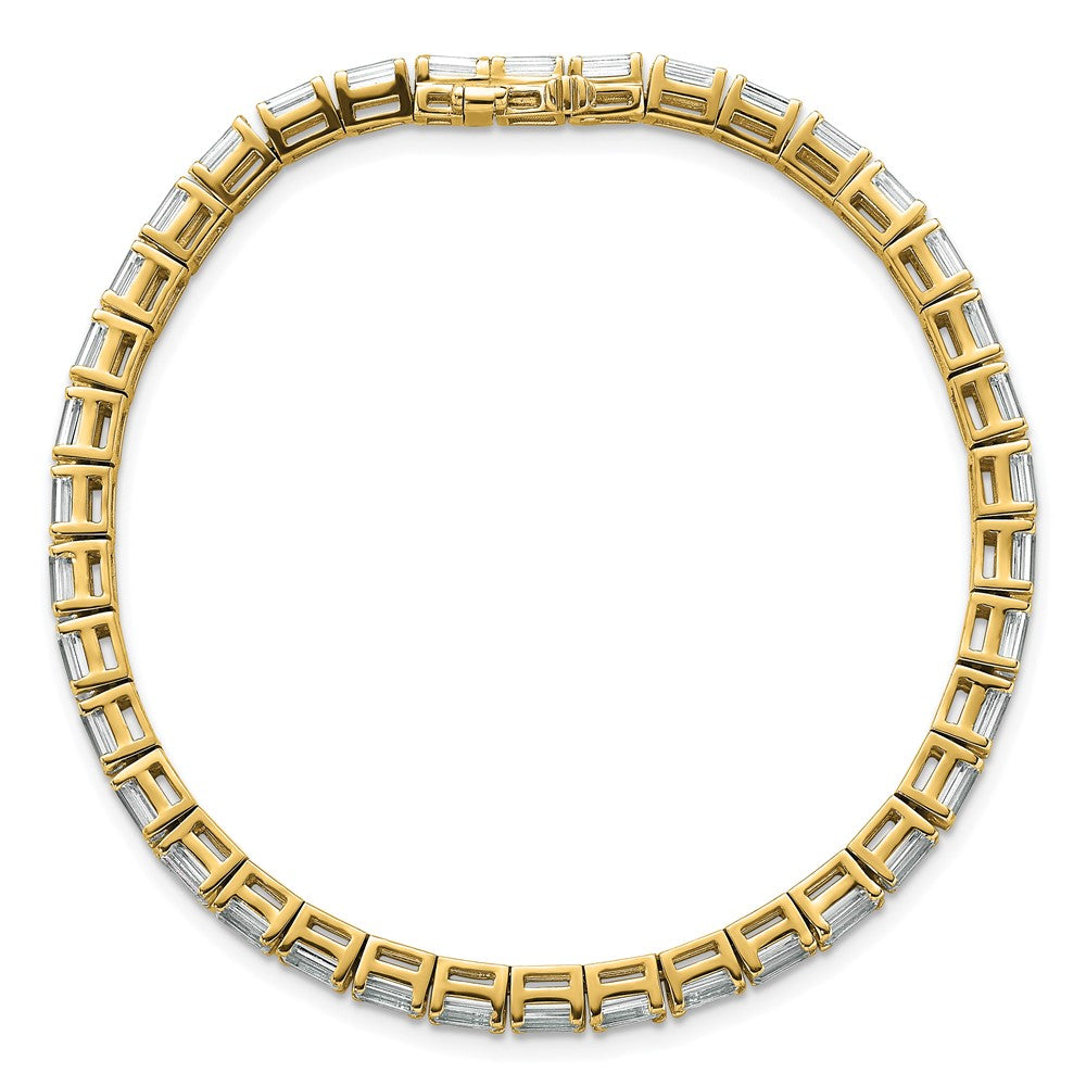 14K Yellow Gold Lab Grown Diamond Vs+ F+ Emerald Tennis Bracelet