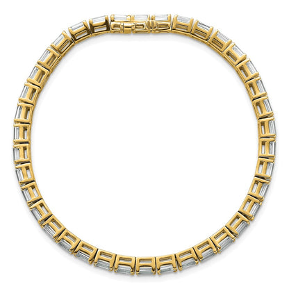 14K Yellow Gold Lab Grown Diamond Vs+ F+ Emerald Tennis Bracelet