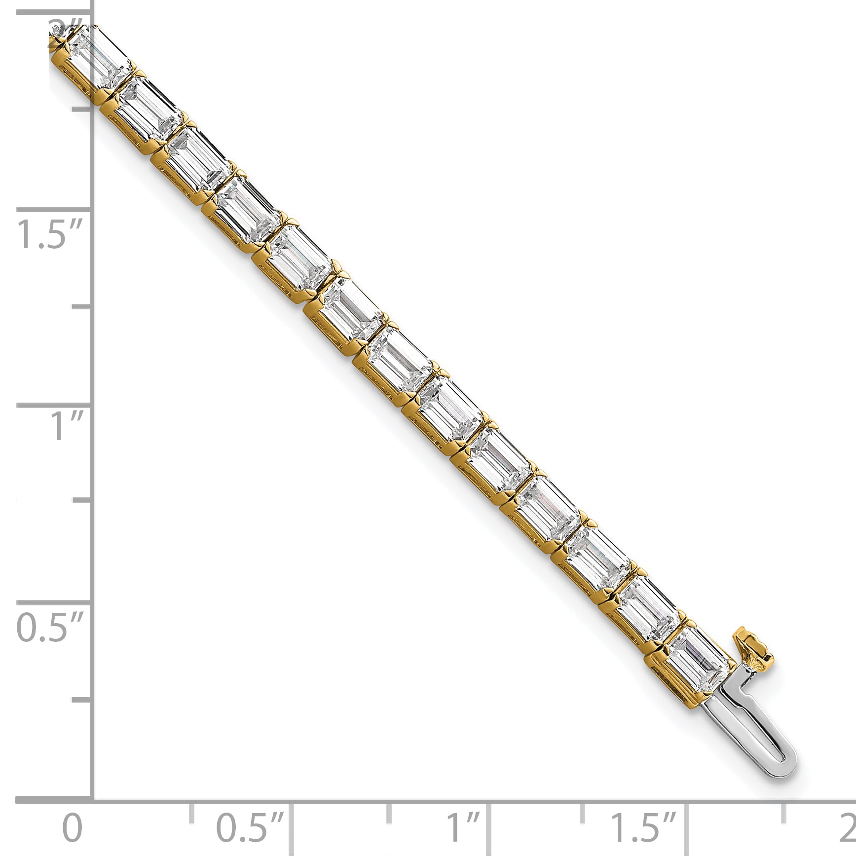 14K Yellow Gold Lab Grown Diamond Vs+ F+ Emerald Tennis Bracelet
